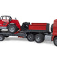 MAN TGA truck with low loader trailer and Manitou telehandler Telescopic  Loader MLT 633