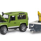 Bruder Construction Land Rover Defender with 1 Axle Trailer & JCB Micro Excavator