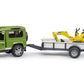 Bruder Construction Land Rover Defender with 1 Axle Trailer & JCB Micro Excavator