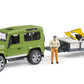 Bruder Construction Land Rover Defender with 1 Axle Trailer & JCB Micro Excavator