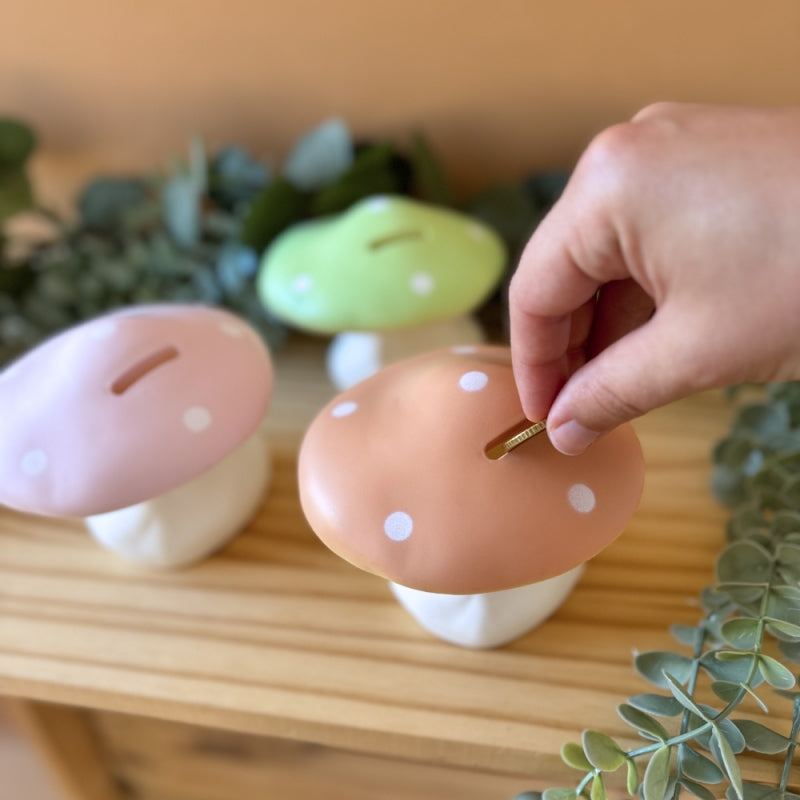 Red mushroom toadstool money box (red)