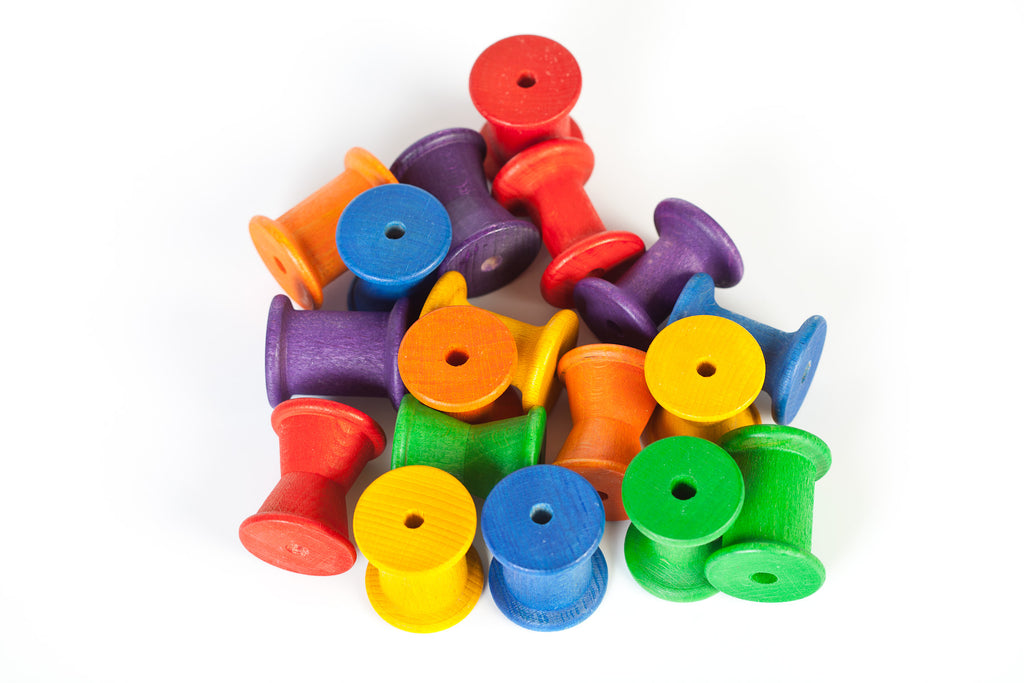 Rainbow wooden spools